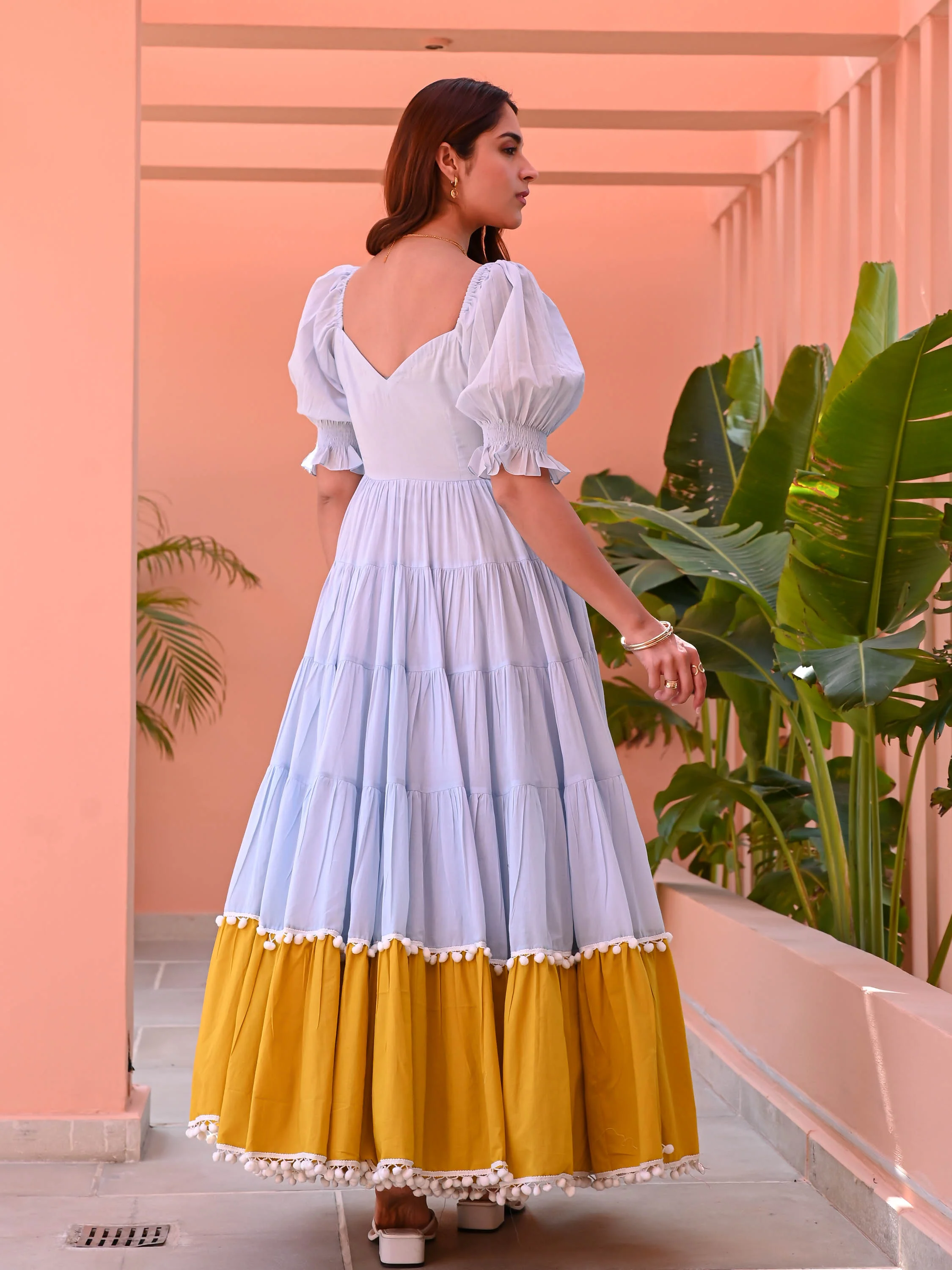 Blue Mustard Cotton Dress - Woolfily