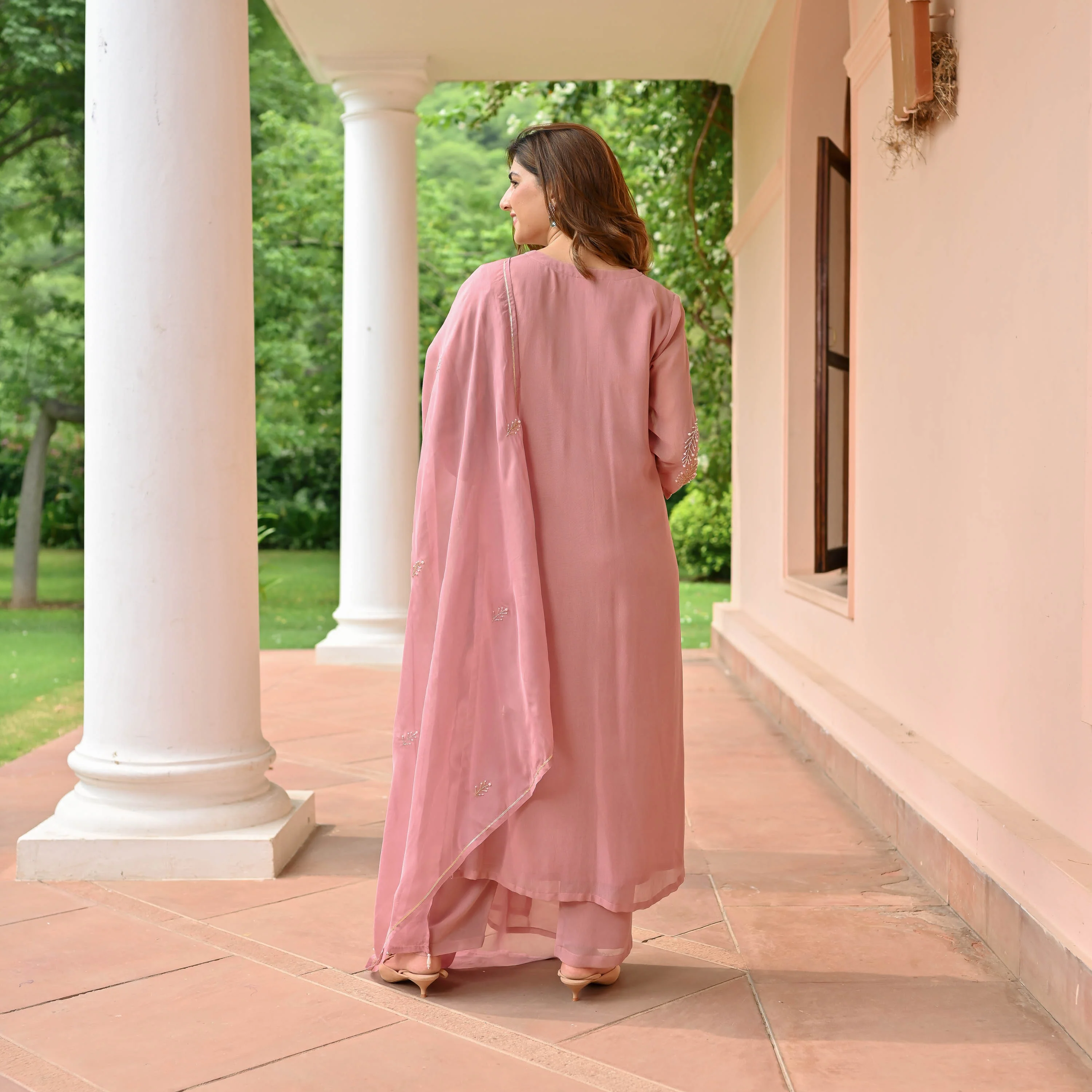 Pure Mauve Georgette Suit Set - Woolfily