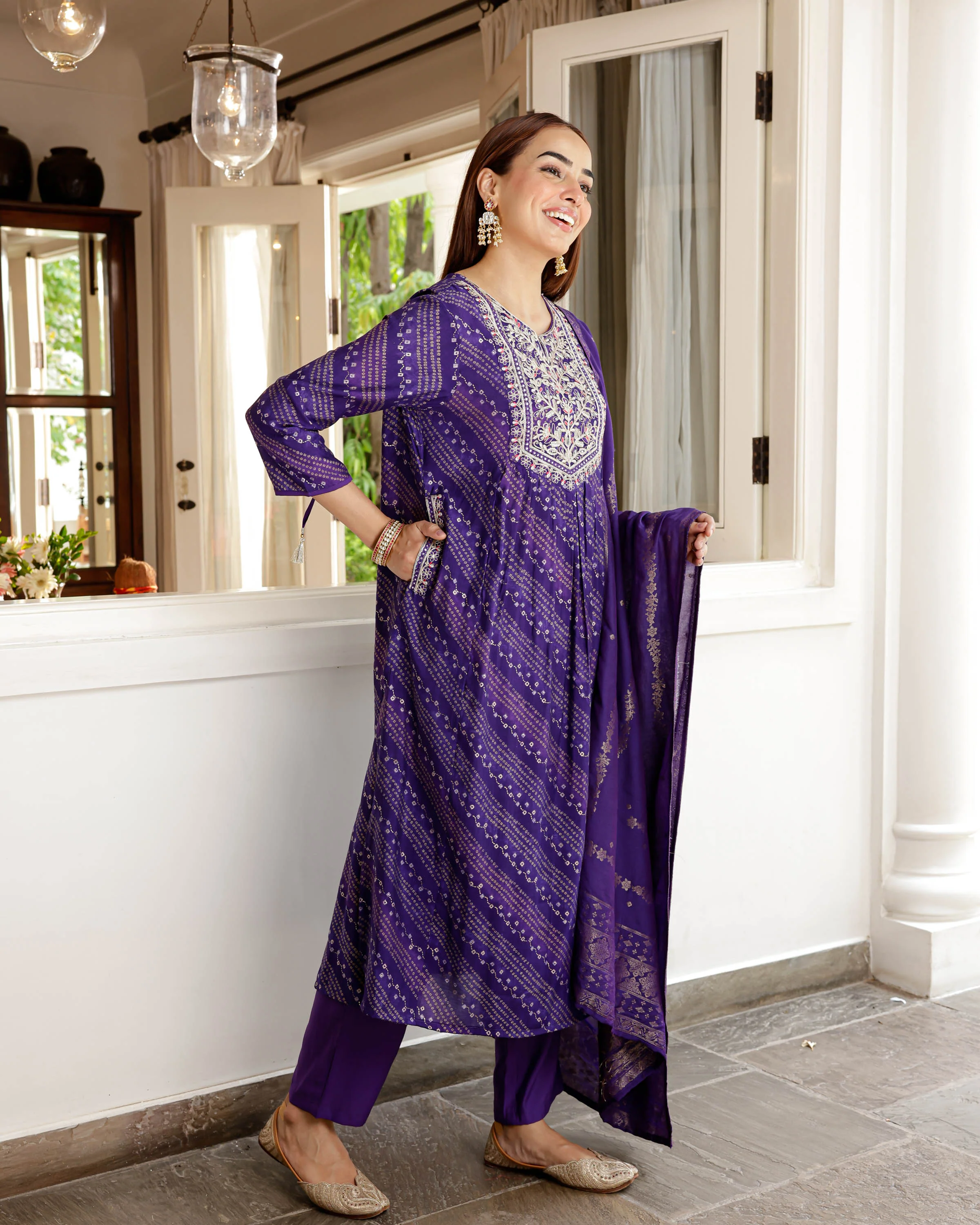 Deep Purple Embroidered Suit - Woolfily