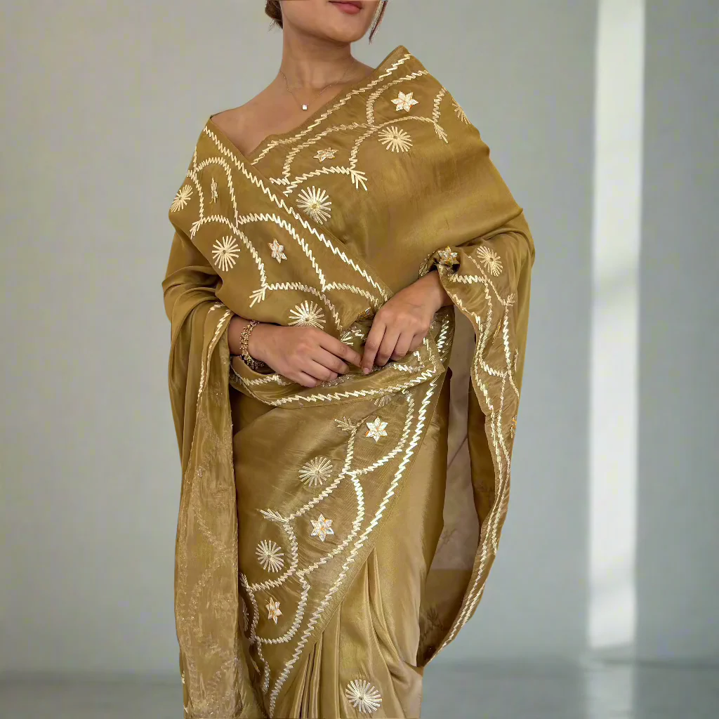 Bronze Love Tissue Saree - Woolfily