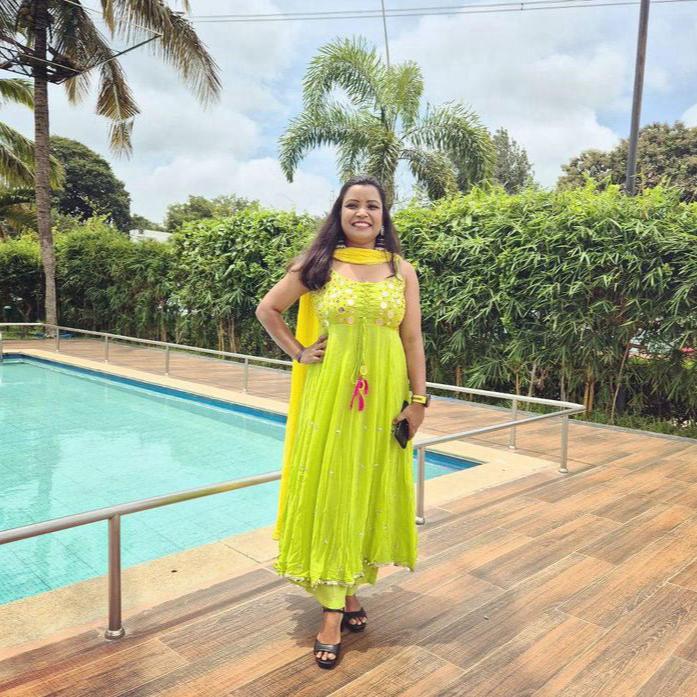 Bunaai Yellow Green Mirror Work Suit Set - Woolfily