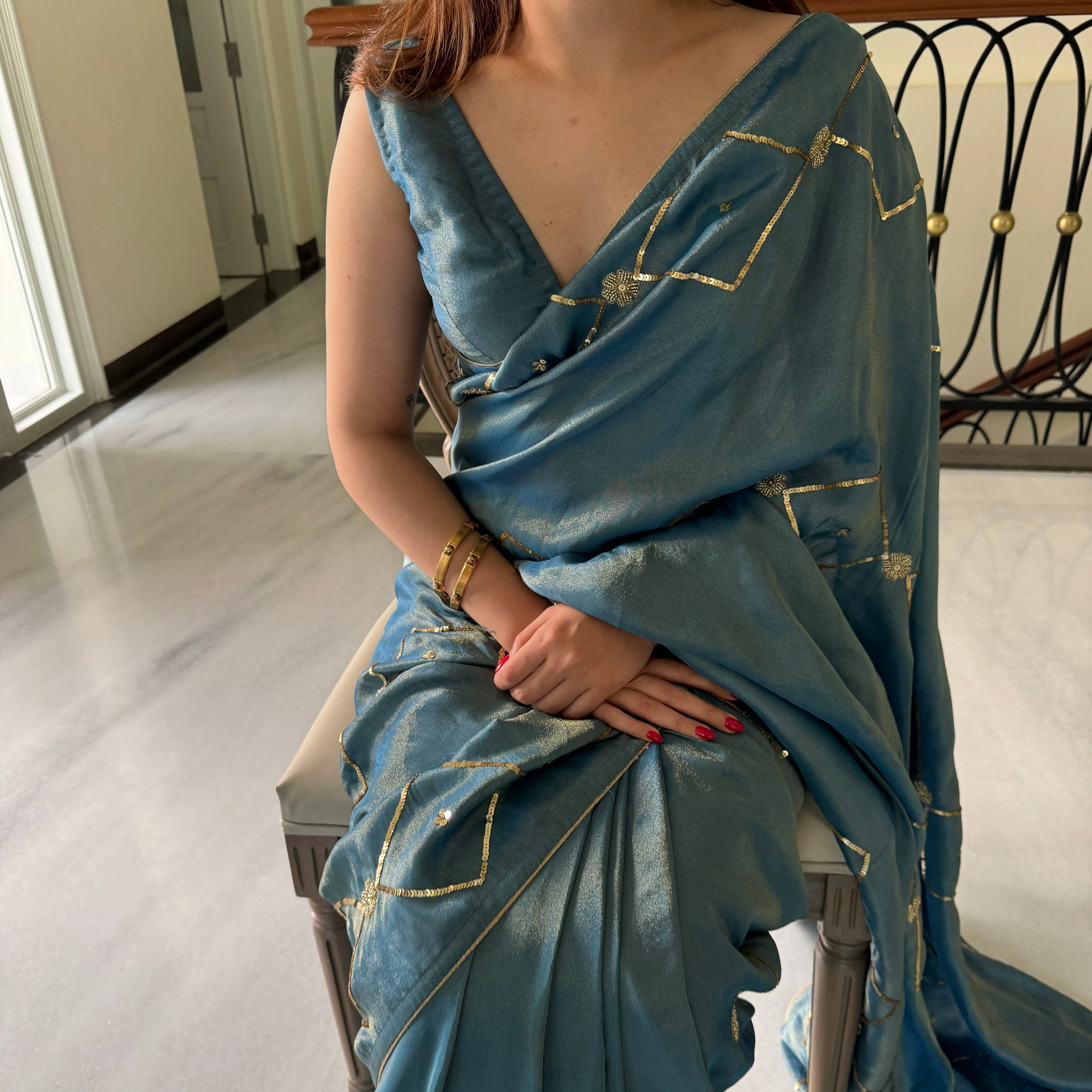 Blue Silk Saree - Woolfily