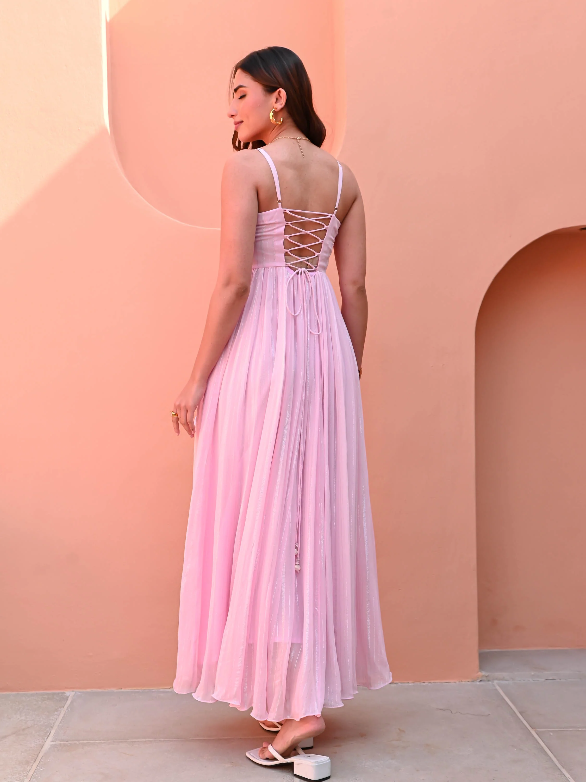 Cameo Pink Georgette Dress - Woolfily