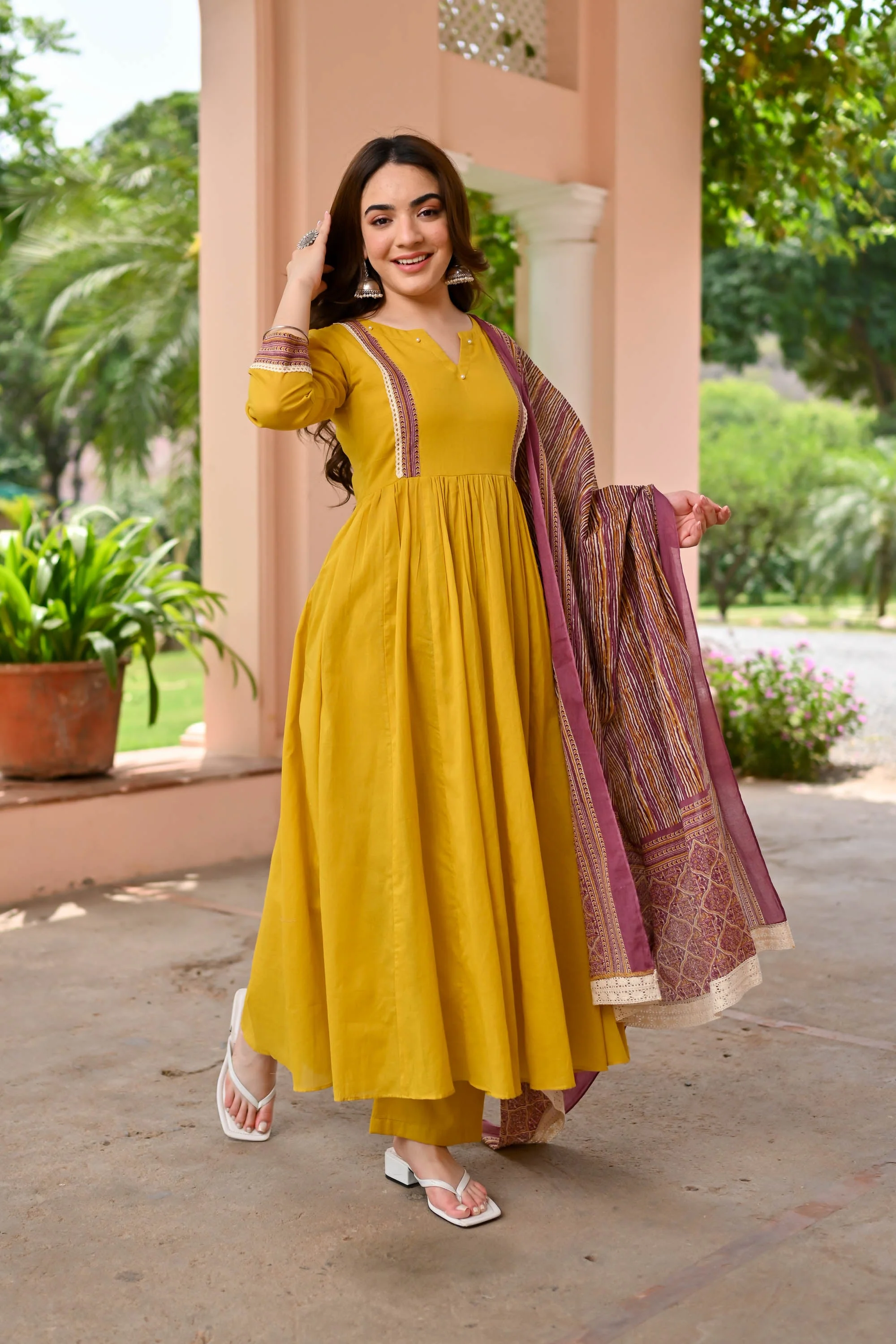 Navya Cotton Suit Set Trio - Woolfily