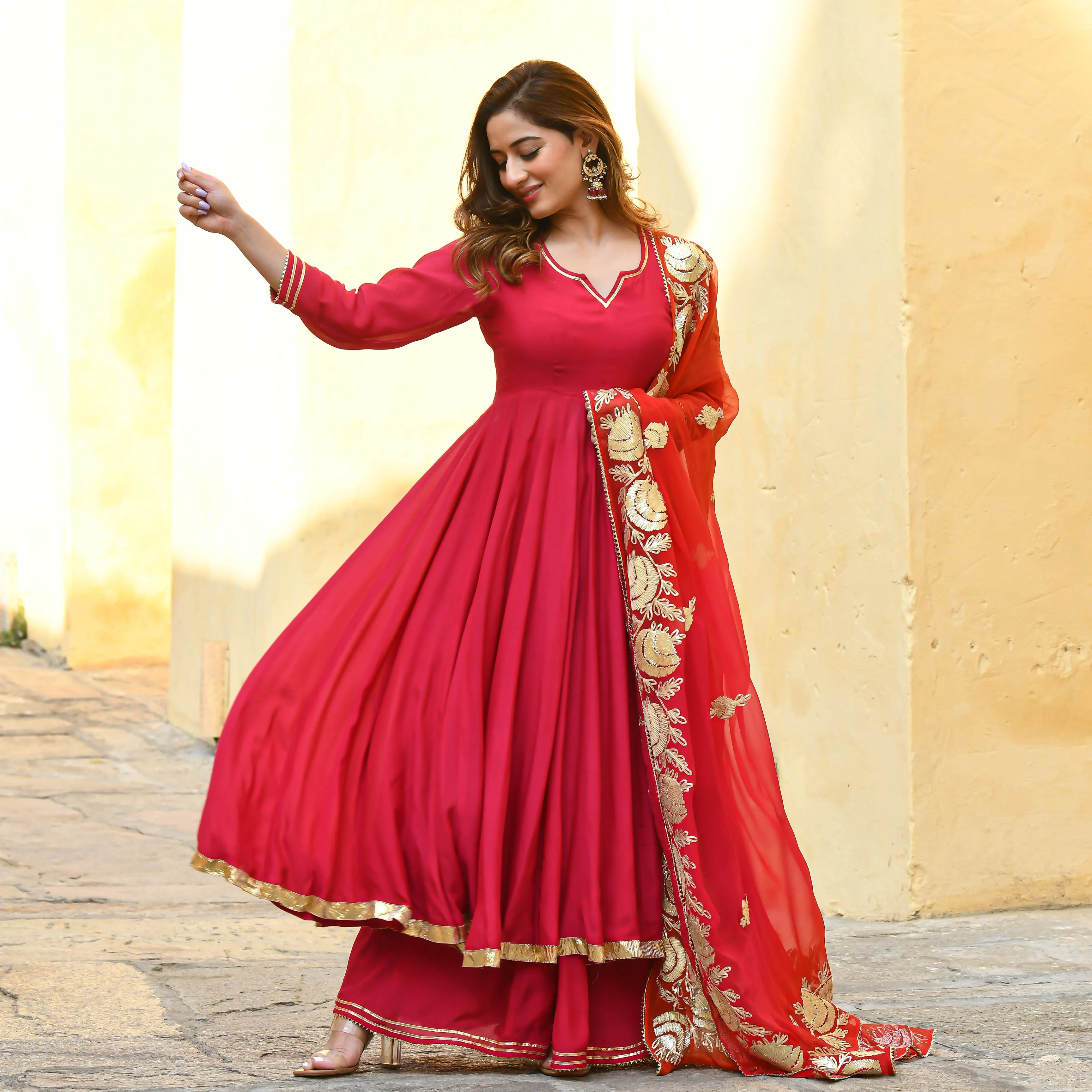Pink Orange Shades Gotta Work Salwar Suit - Woolfily