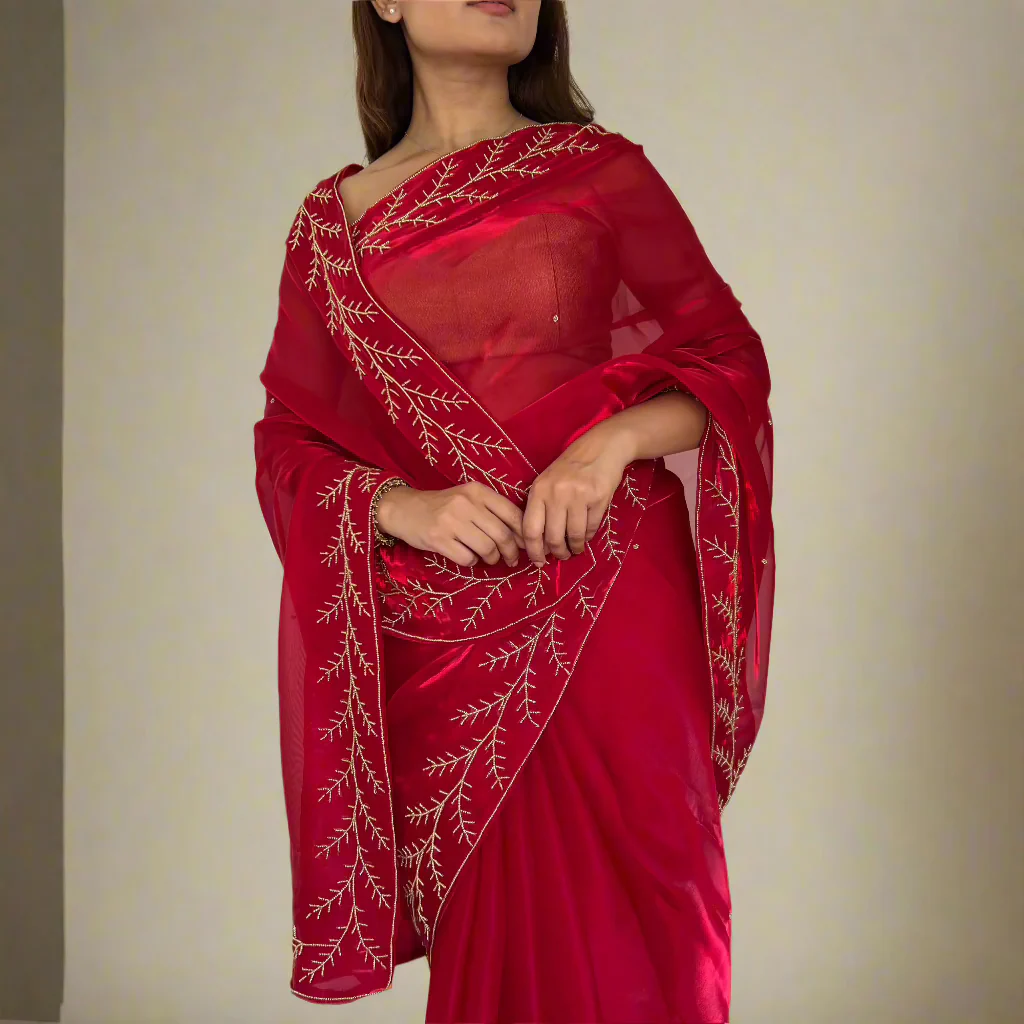 Ruby Spring Tissue Saree - Woolfily