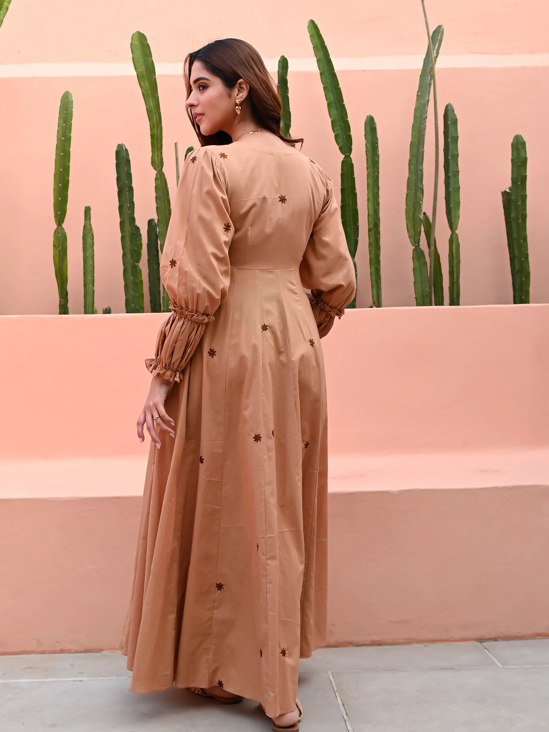 Sandstone Cotton Dress - Woolfily