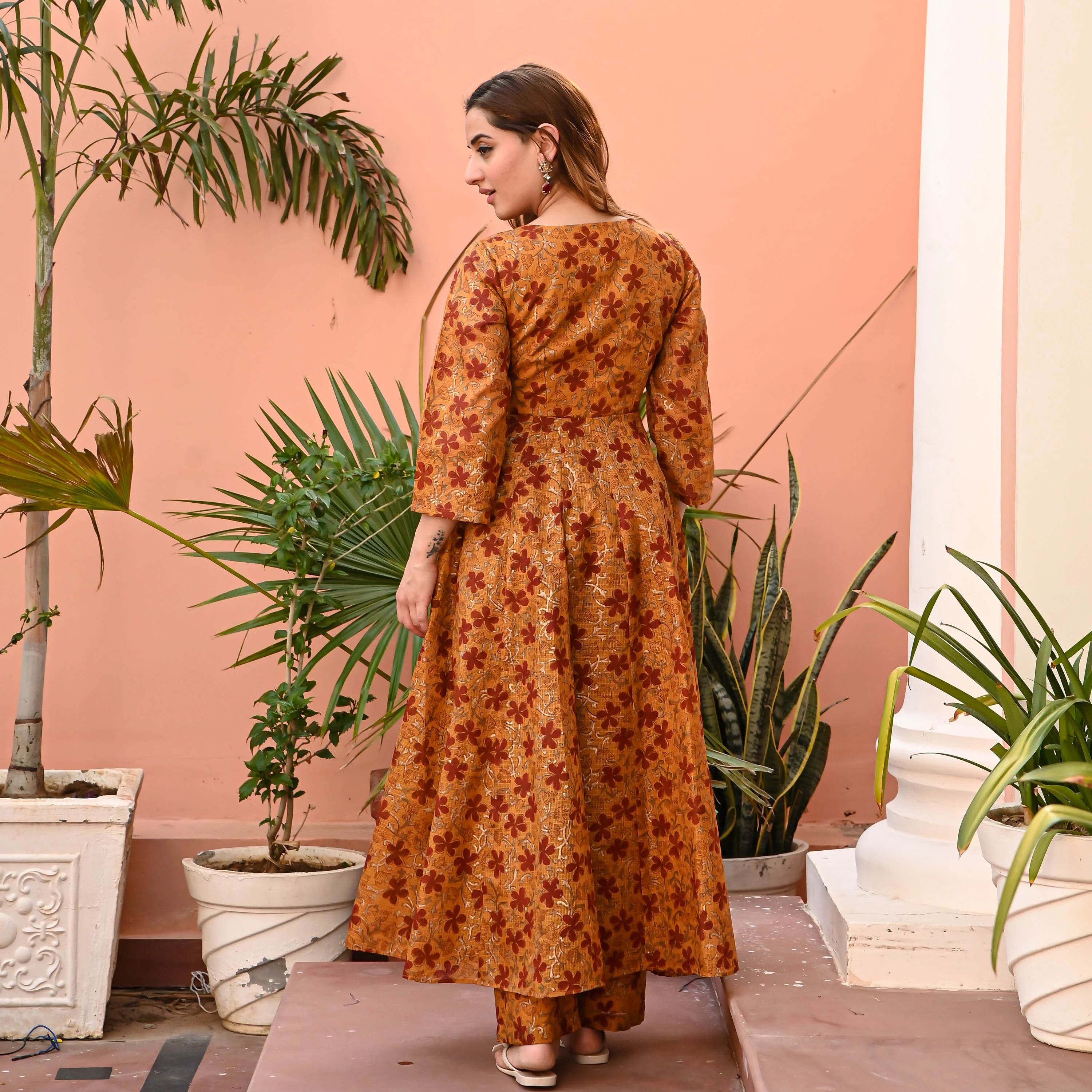 Mustard Maroon Kurta Set - Woolfily