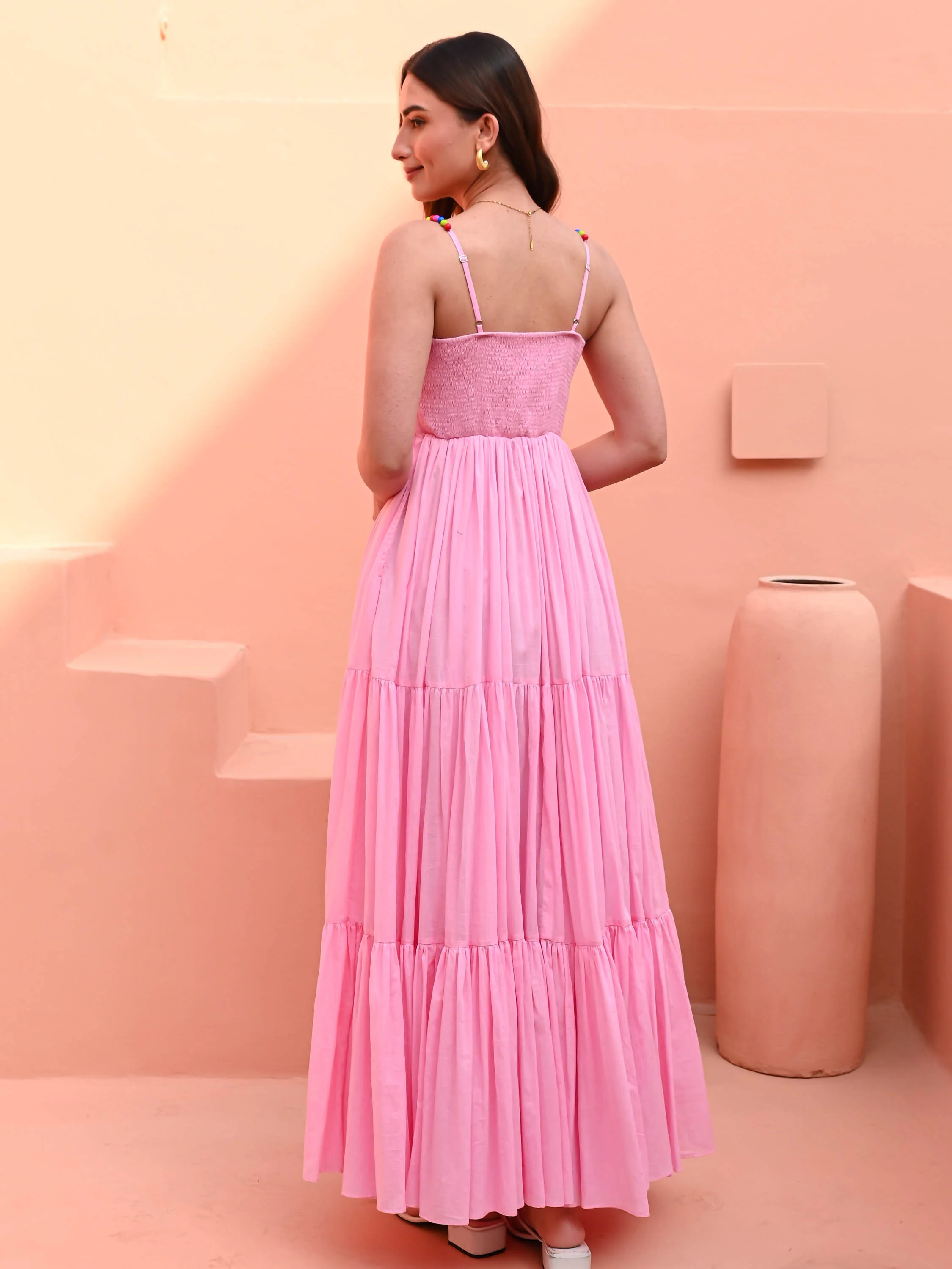 Light Pink Sleeveless Cotton Dress - Woolfily