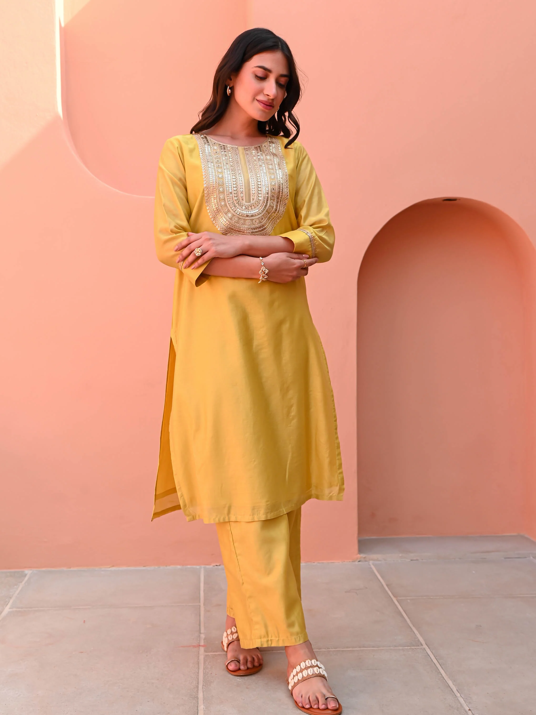 Golden Haze Kurta Set - Woolfily