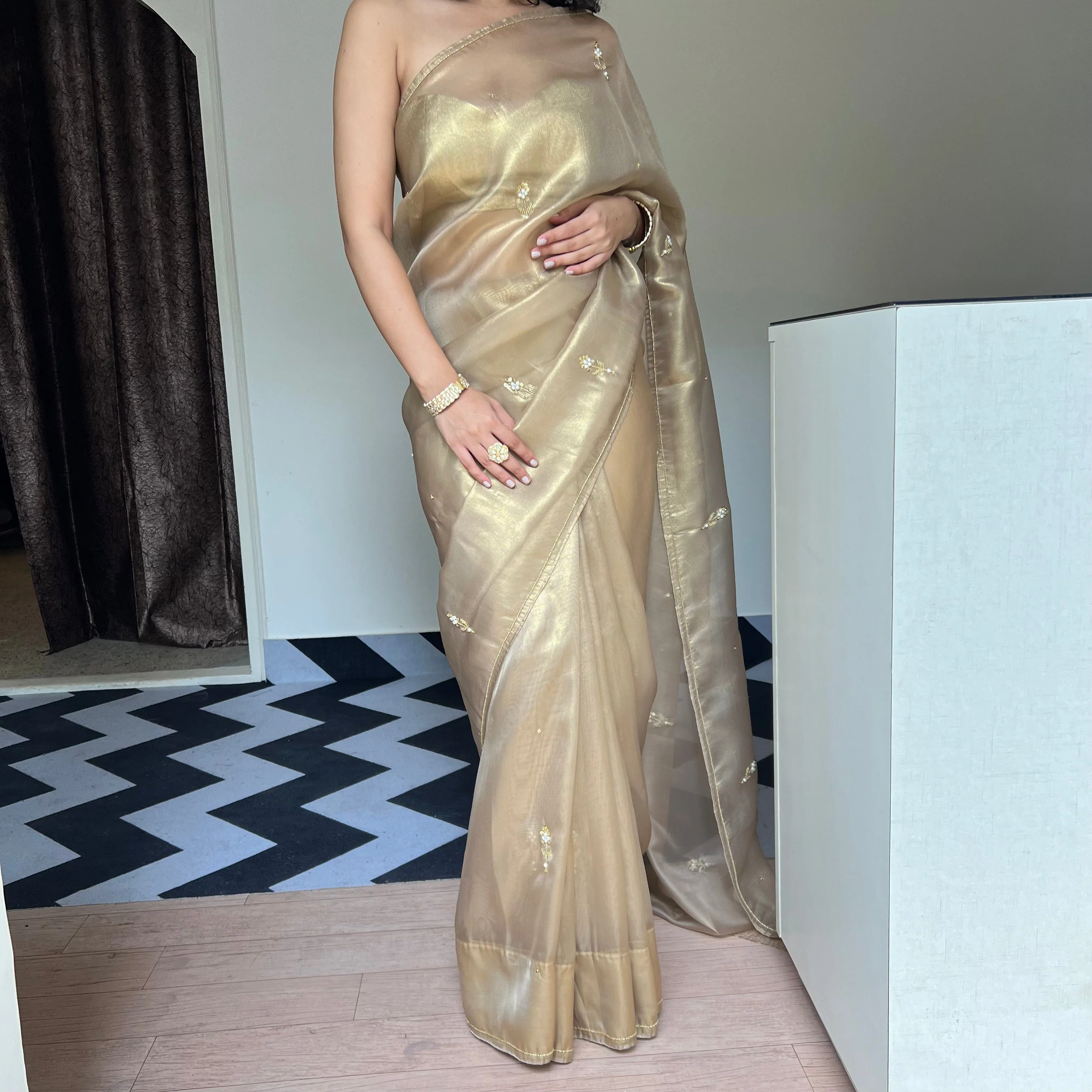 Gold Glamour Saree - Woolfily