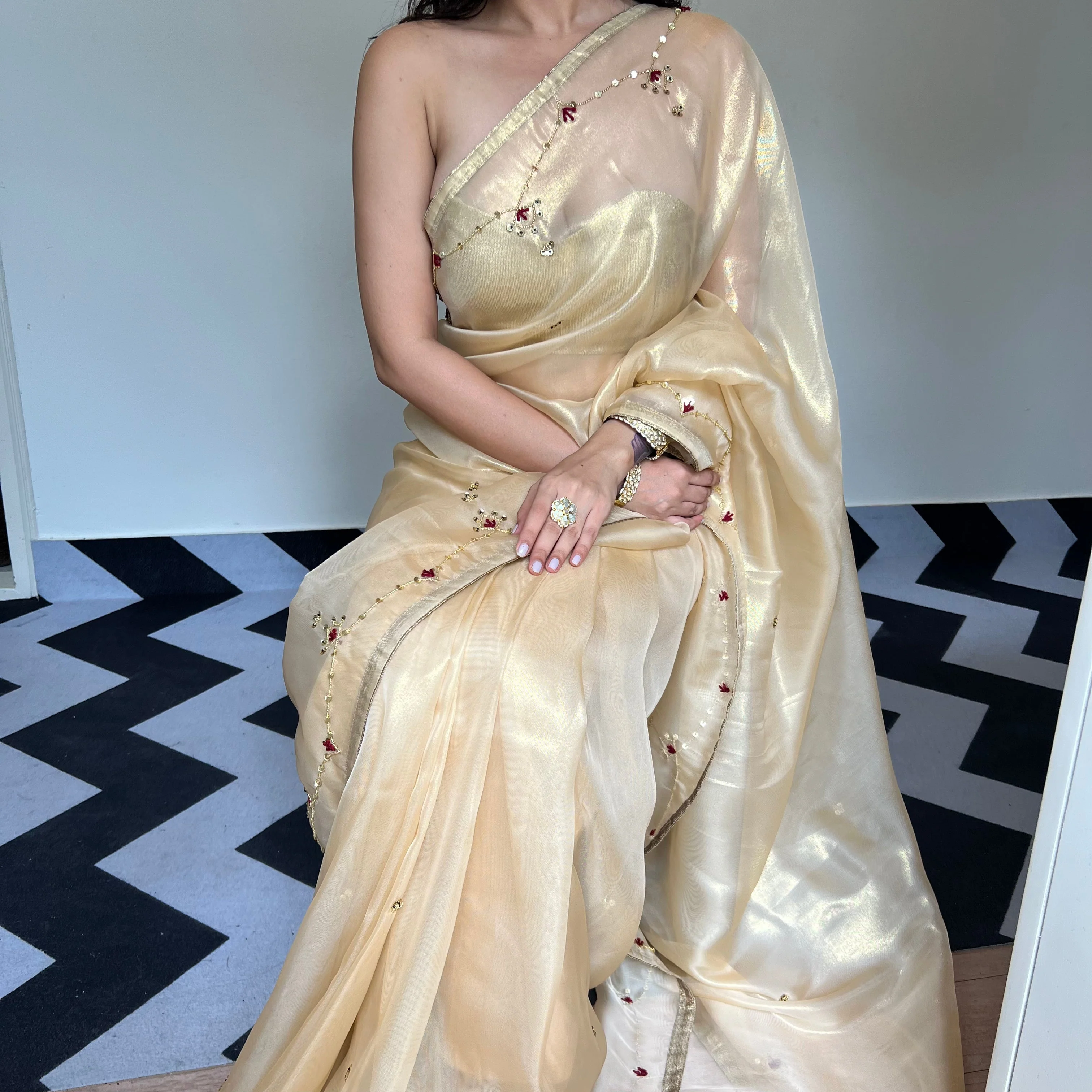 Golden Grace Saree - Woolfily