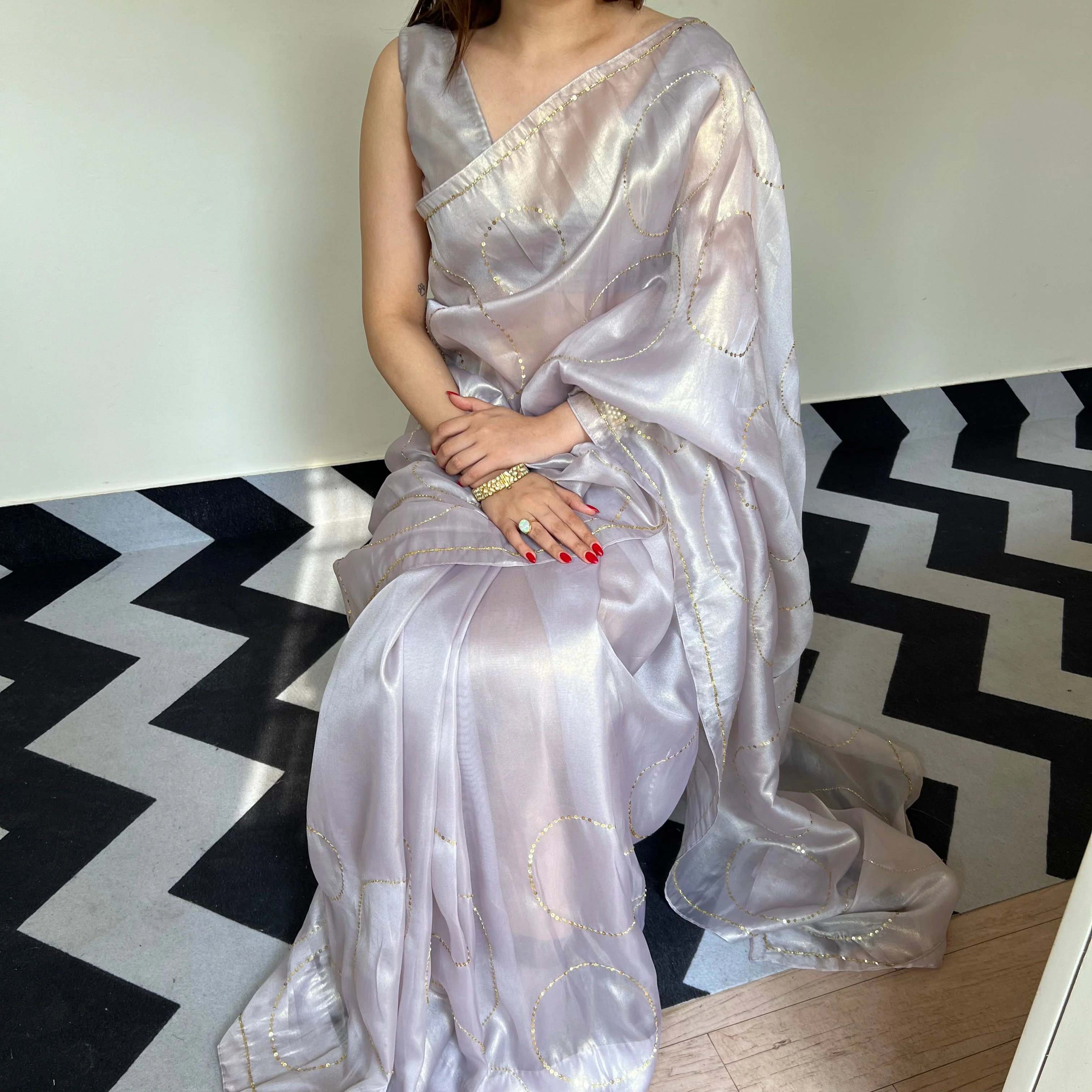 Mystic Grey Saree - Woolfily