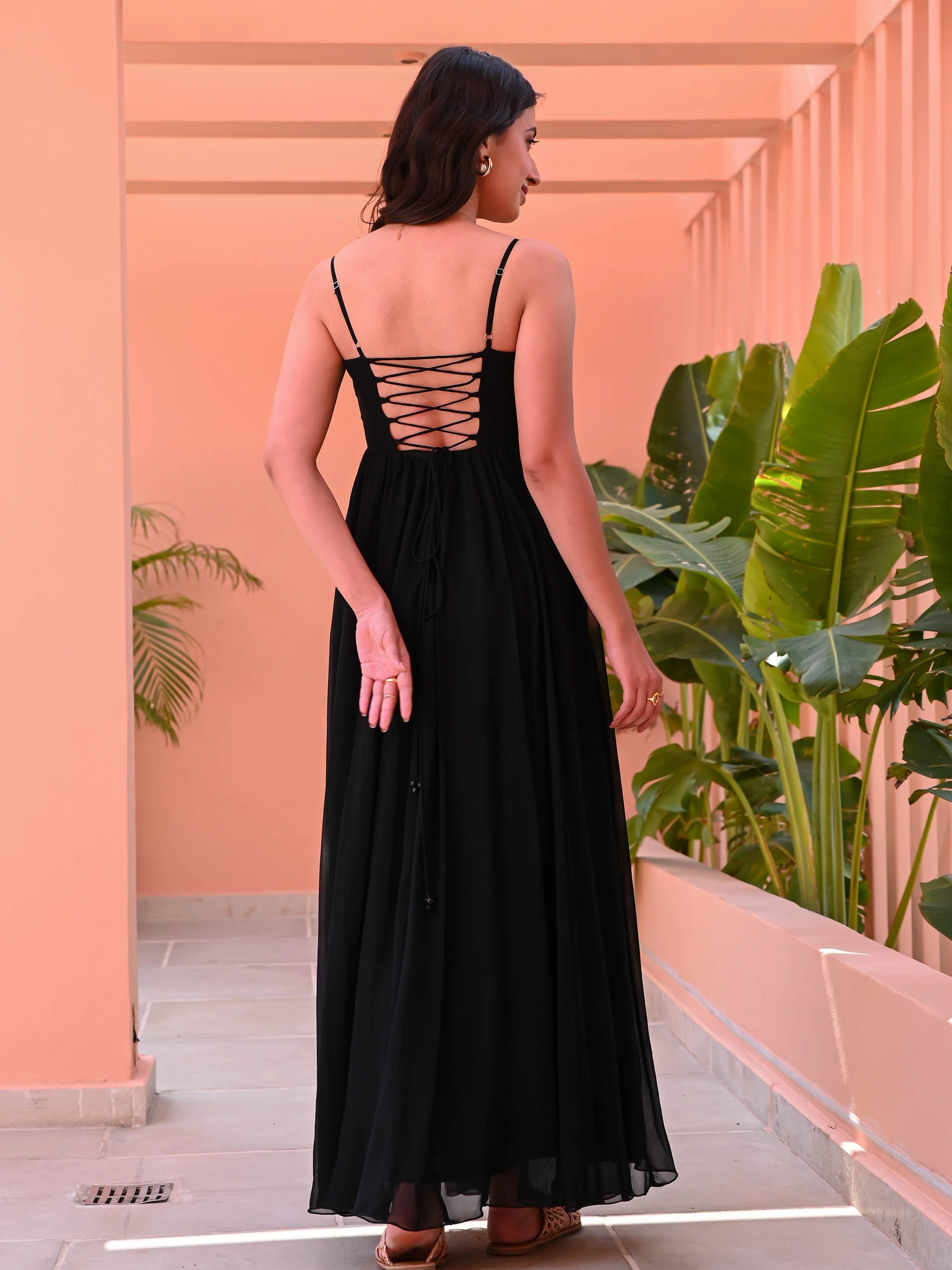 Black Criss Cross Dress - Woolfily