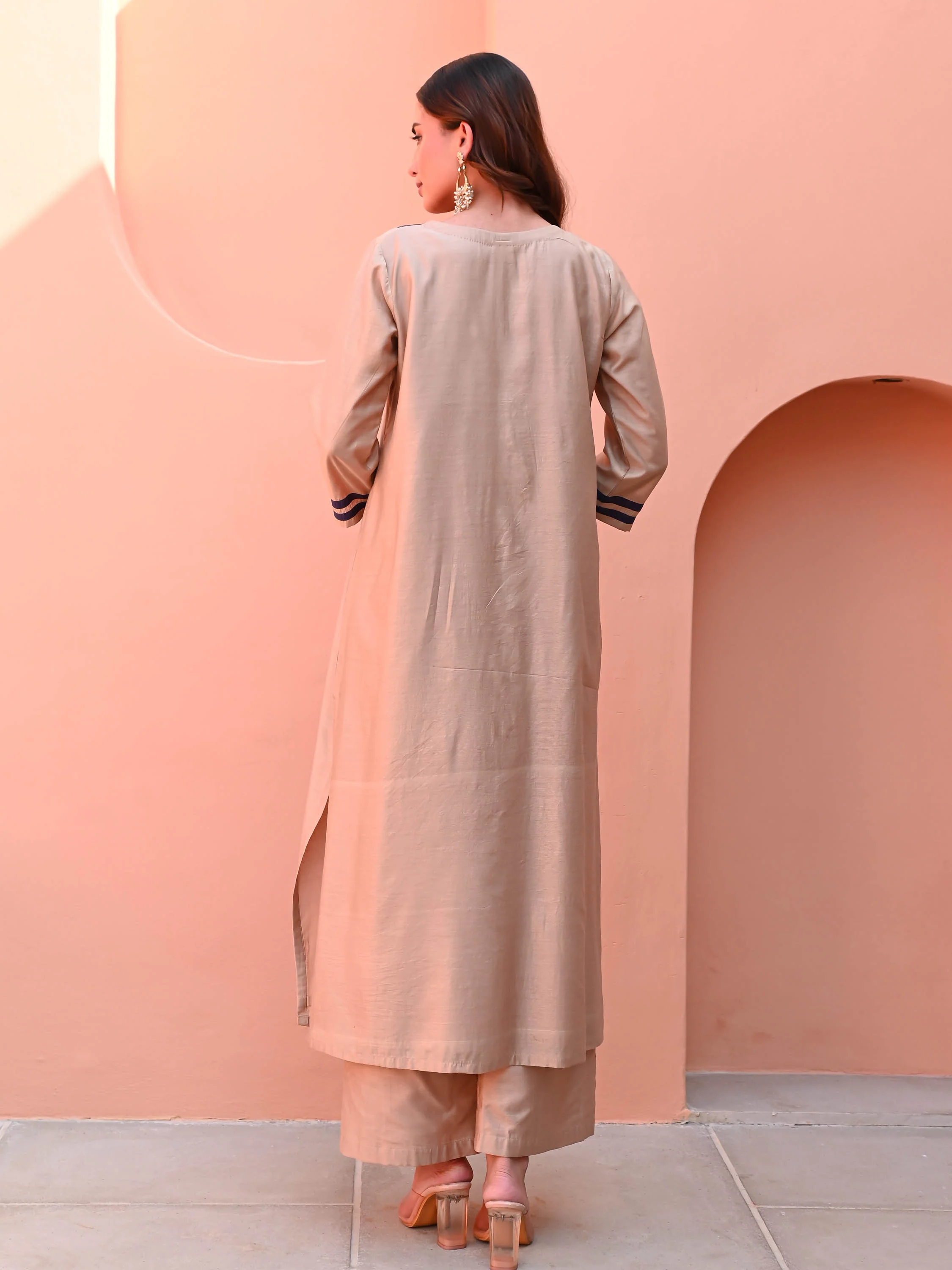 Smokegrey Silk Kurta Set - Woolfily